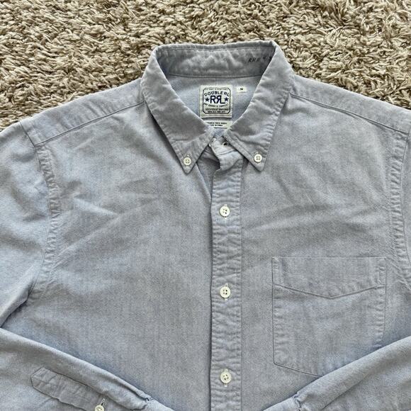 RRL Double RL Ralph Lauren Selvedge Oxford Button Up Shirt Blue Men’s Size Small - Picture 4 of 9